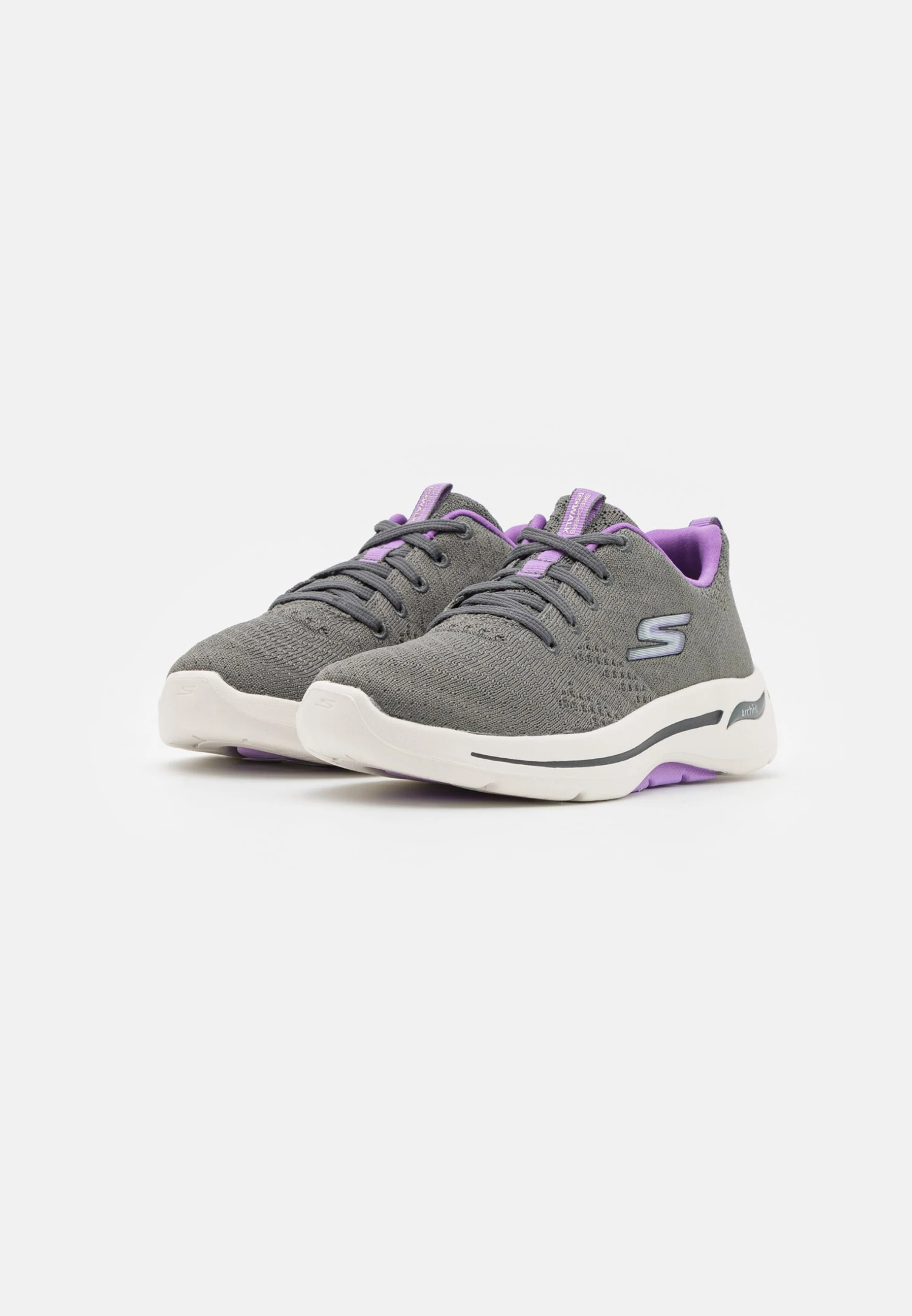 Go Walk Arch Fit Lace Up - Neutral Running Shoes - Gray/Lavender - Image 2