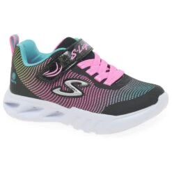 Skechers Flicker Flash Lights Girls Sports Trainers