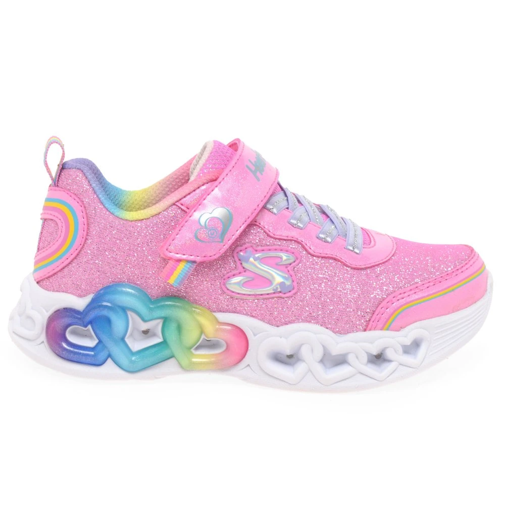 Skechers Infinite Hearts Lights Girls Youth Trainers - Image 2