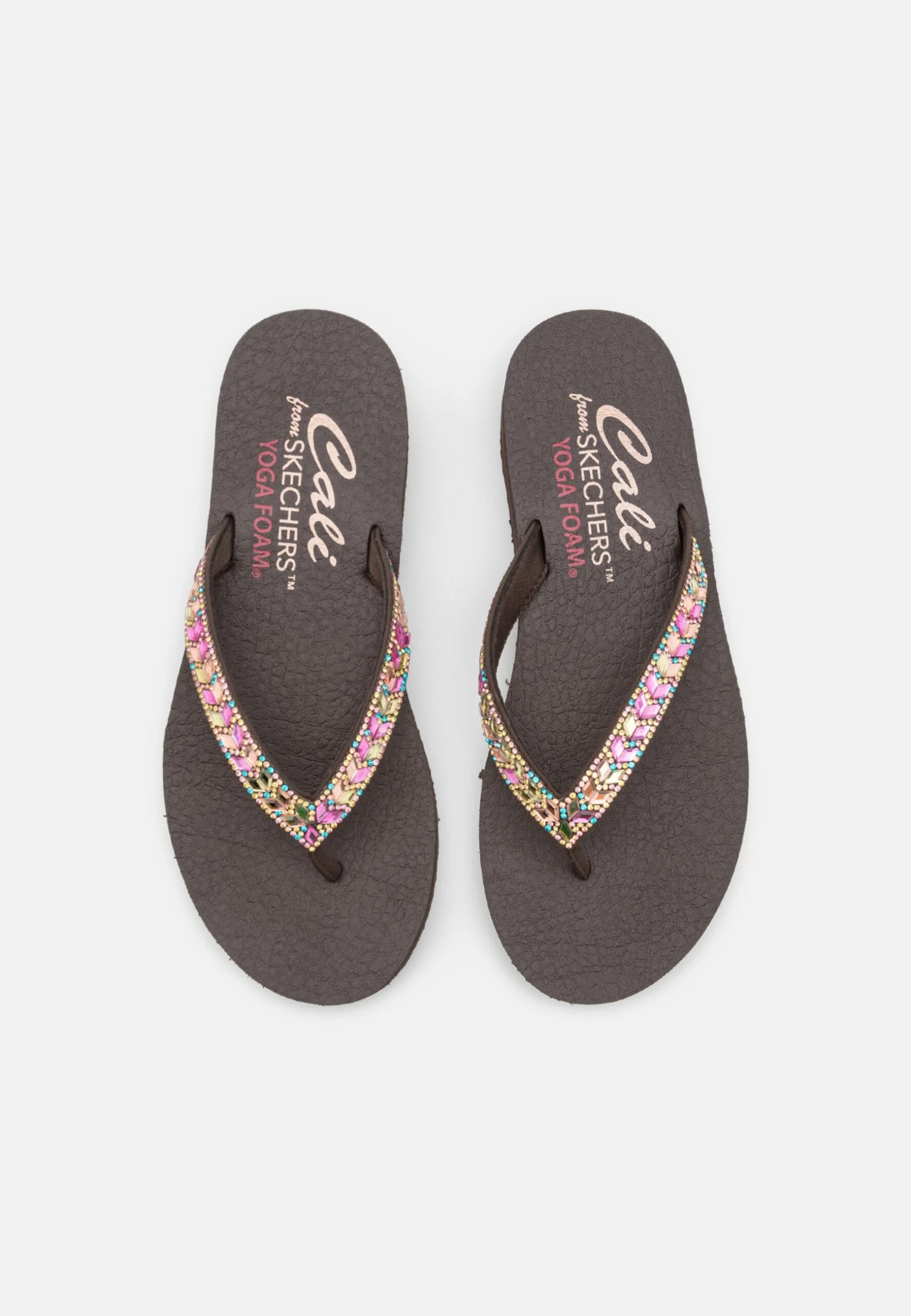 Skechers Meditation - T-Bar Sandals - Chocolate/Multi-Coloured - Image 6