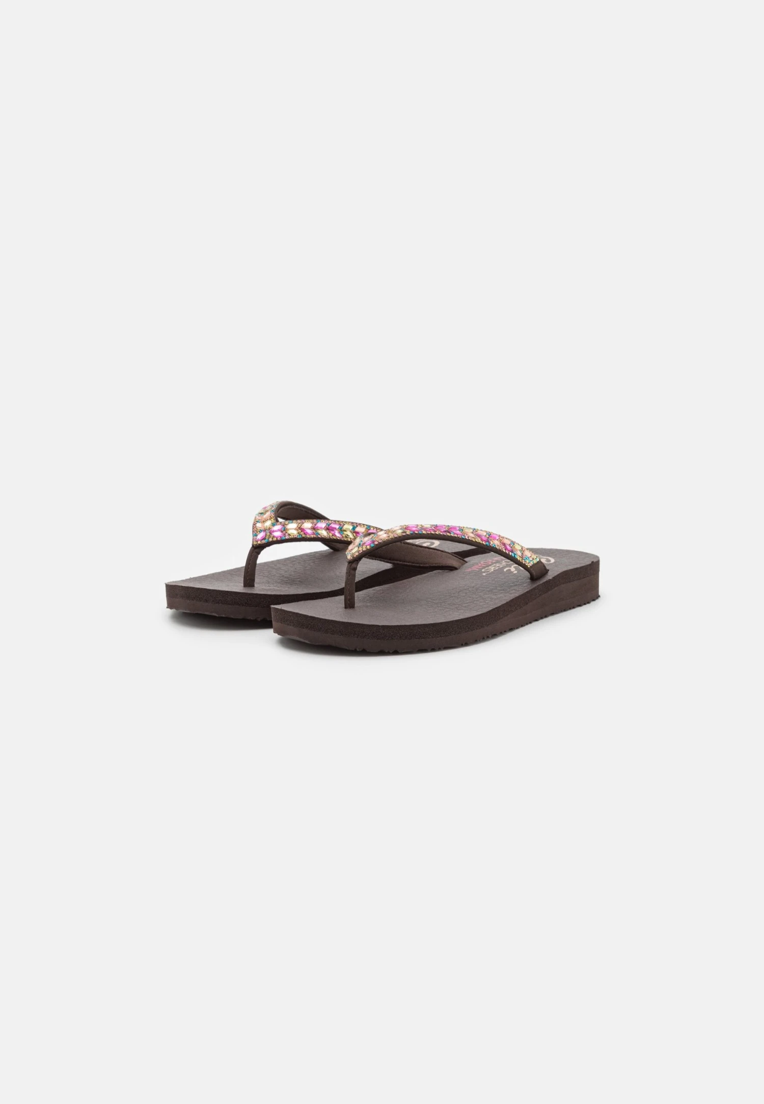 Skechers Meditation - T-Bar Sandals - Chocolate/Multi-Coloured - Image 3